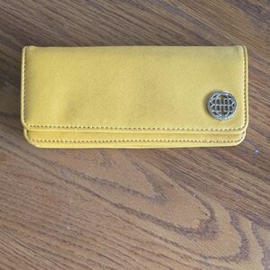 Dana Buchman Yellow Wallet with Silver Detachable Chain To Become A Wristlet